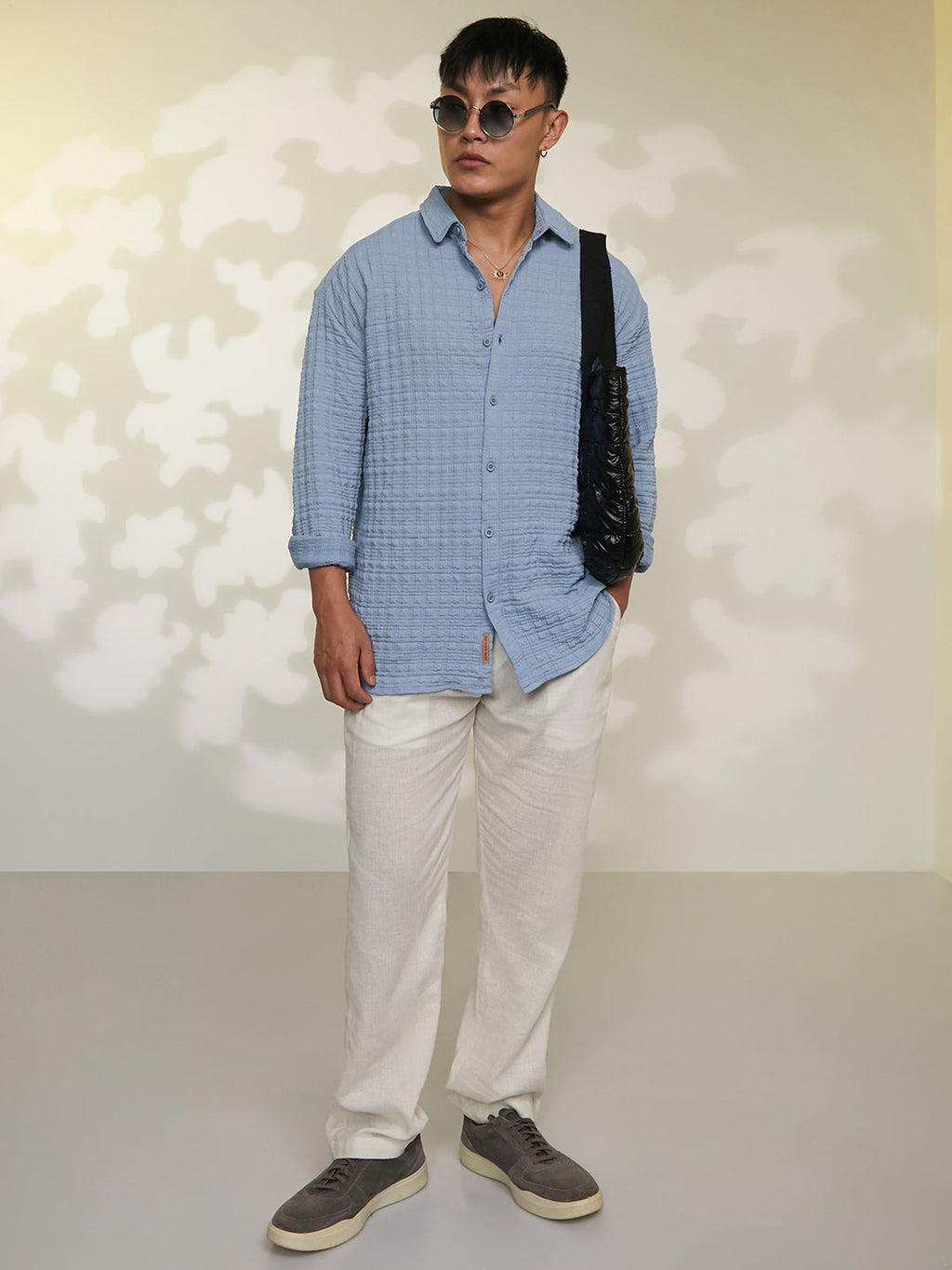 Box-Textured Oversized Shirt