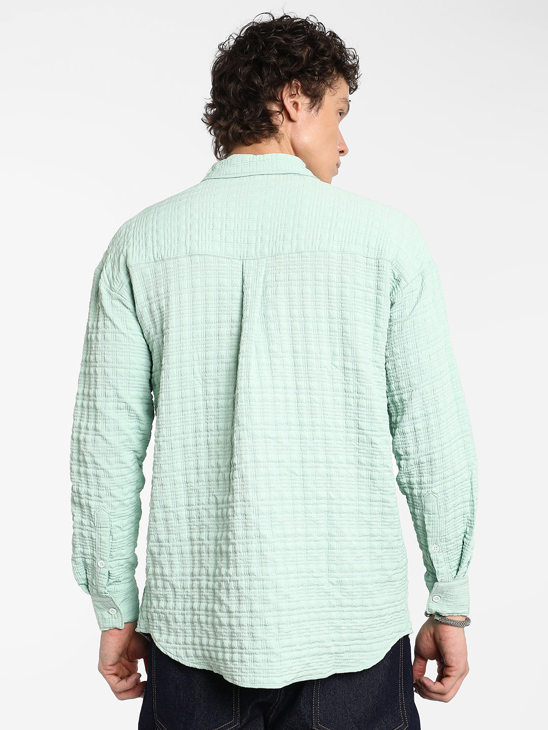 Box-Textured Oversized Shirt