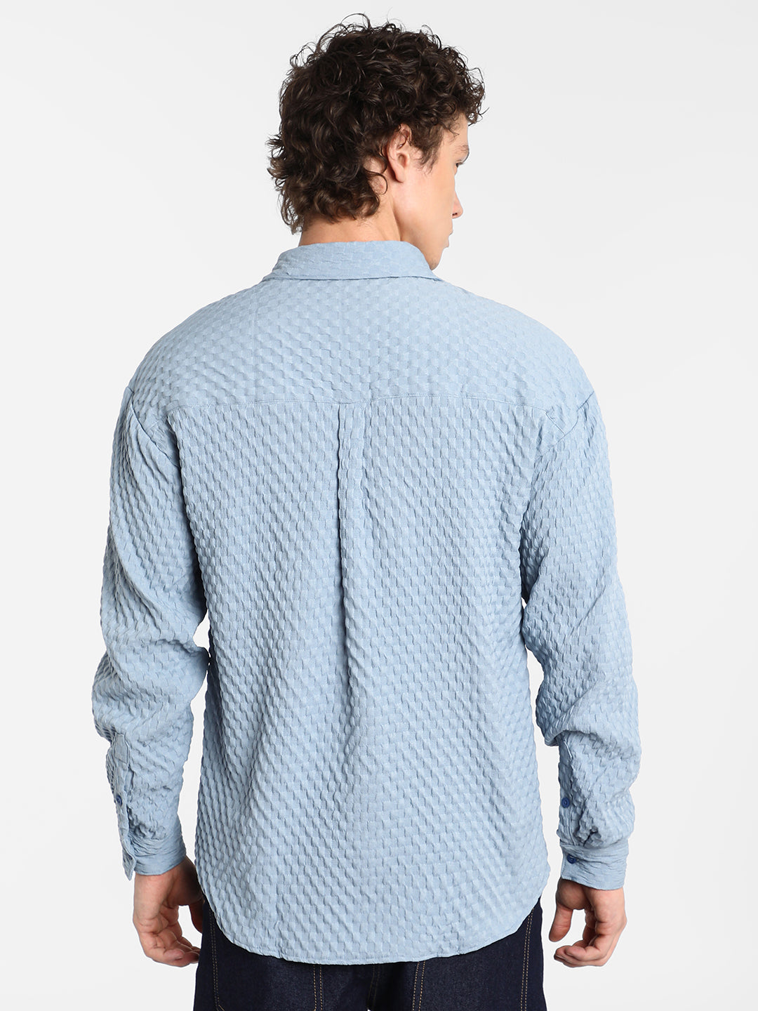 Cubic-Textured Oversized Shirt