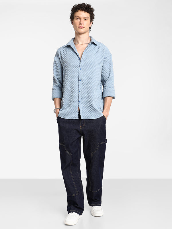 Cubic-Textured Oversized Shirt