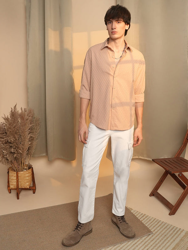 Honeycomb-Textured Oversized Shirt