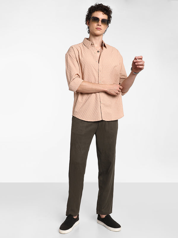 Honeycomb-Textured Oversized Shirt