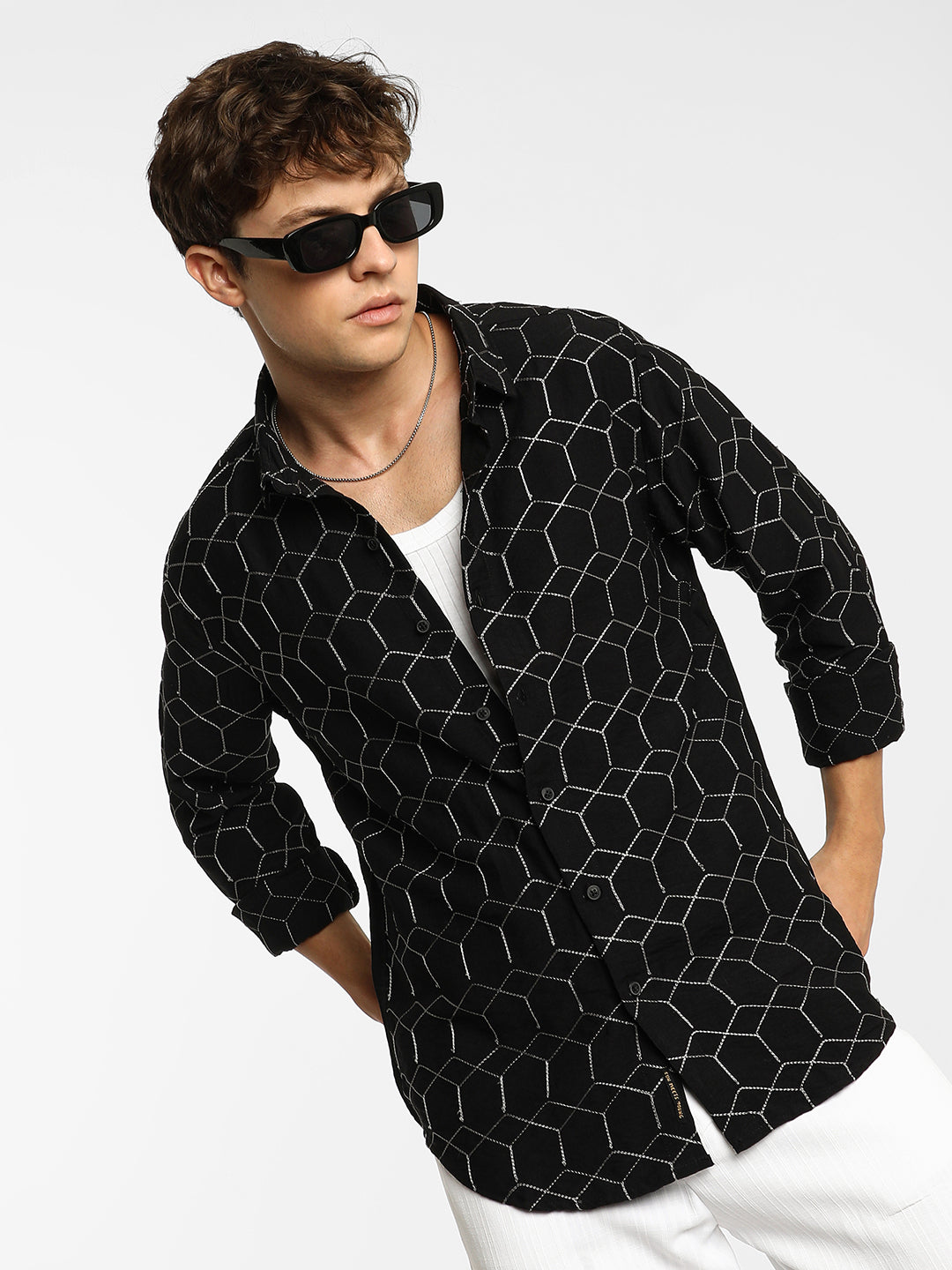 Hexagon-Lined Shirt