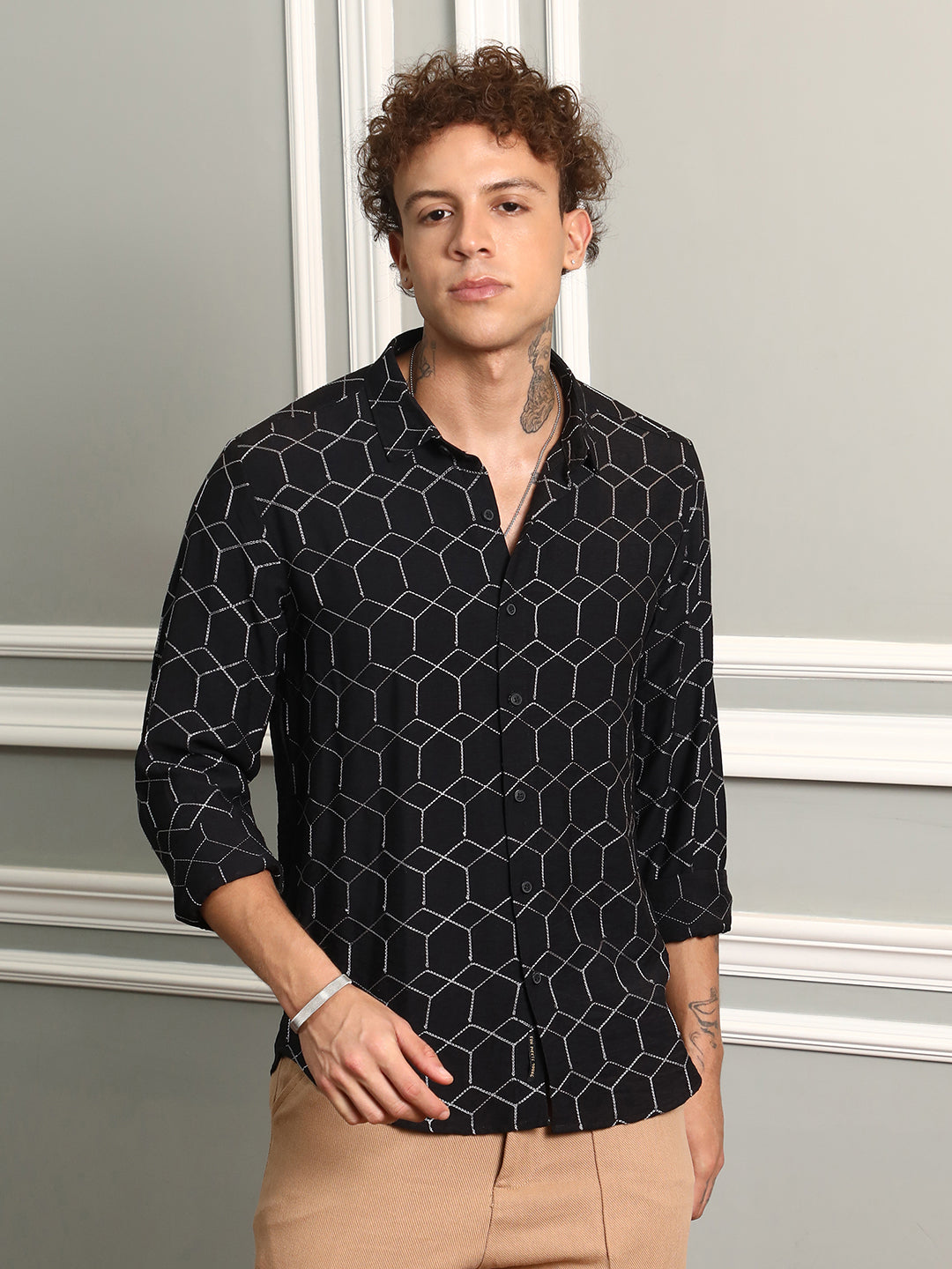 Hexagon-Lined Shirt