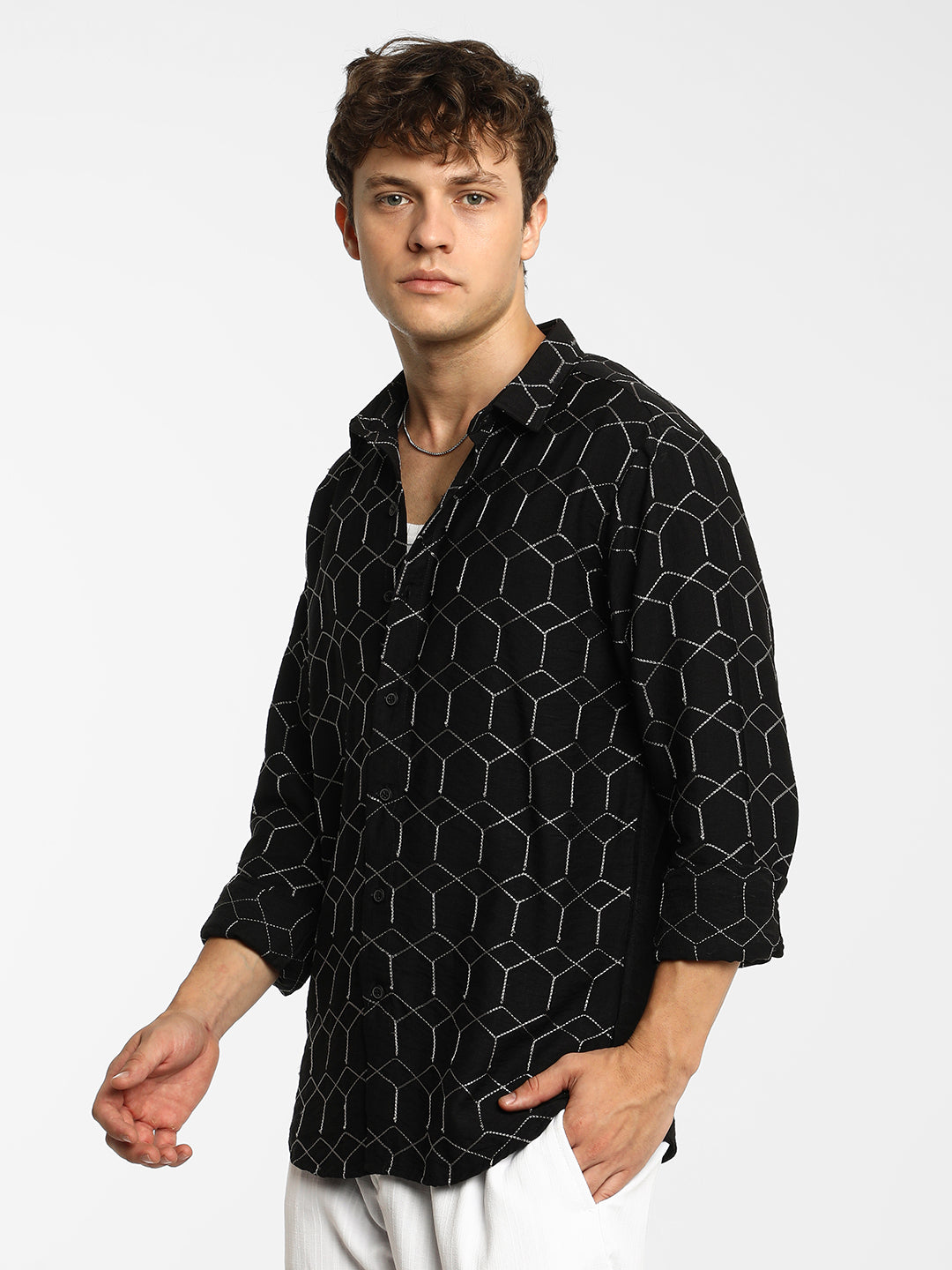 Hexagon-Lined Shirt
