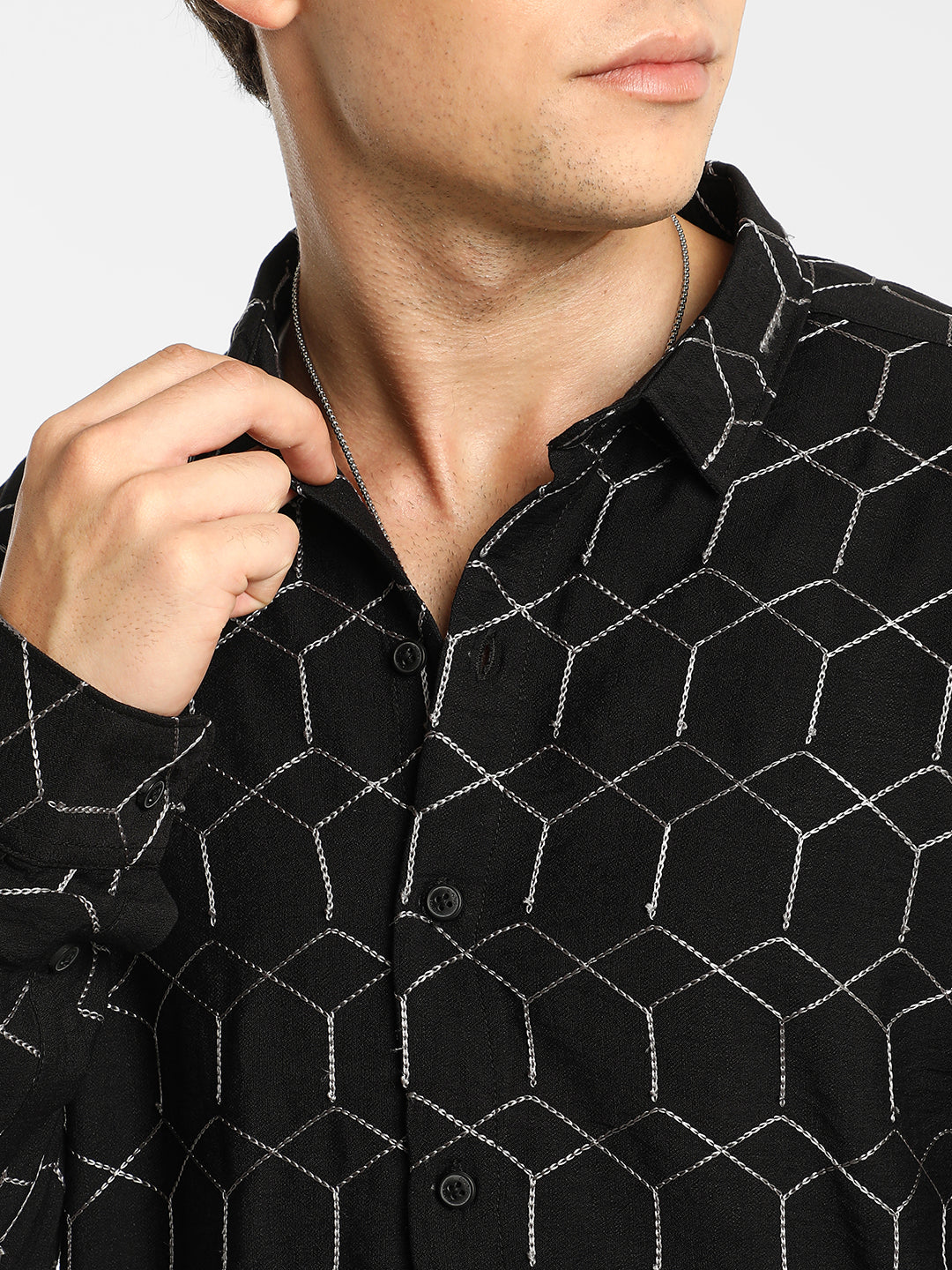 Hexagon-Lined Shirt