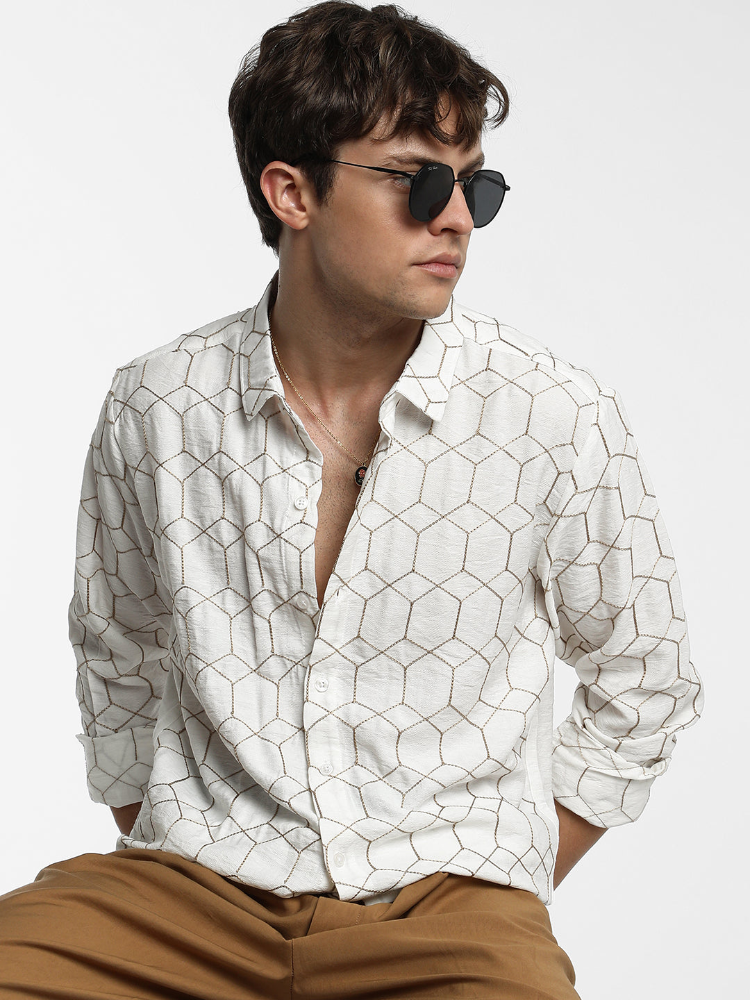 Hexagon-Lined Shirt