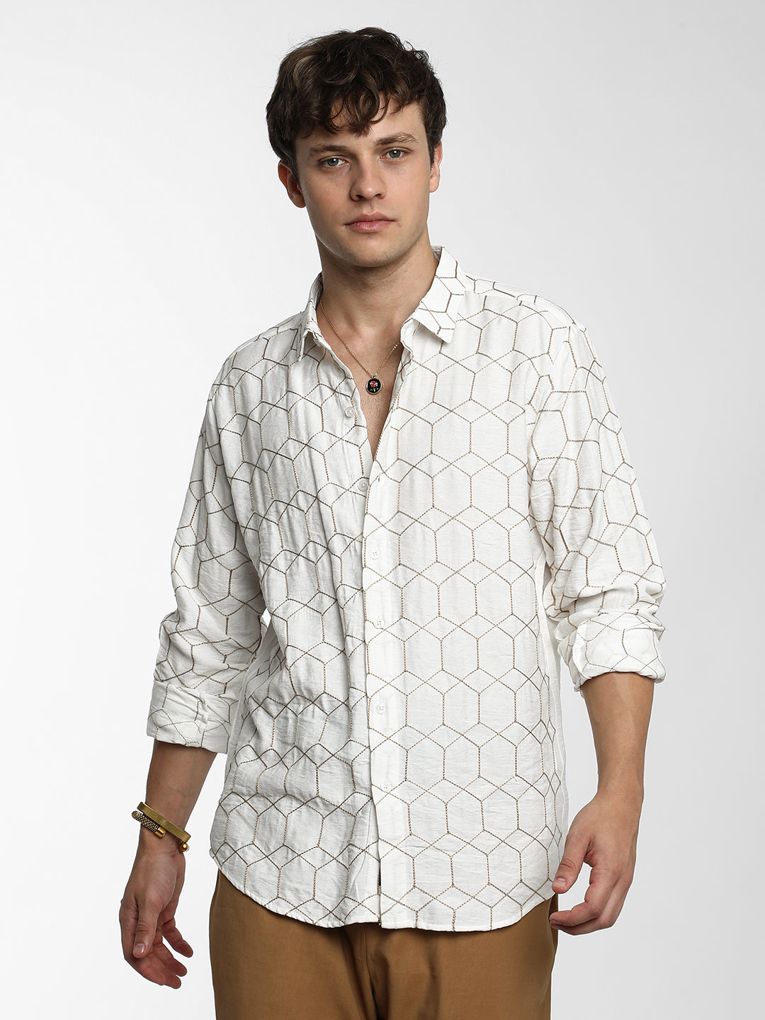 Hexagon-Lined Shirt