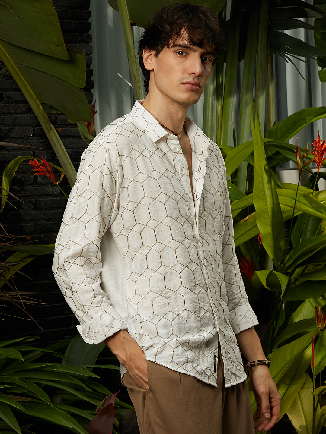 Hexagon-Lined Shirt