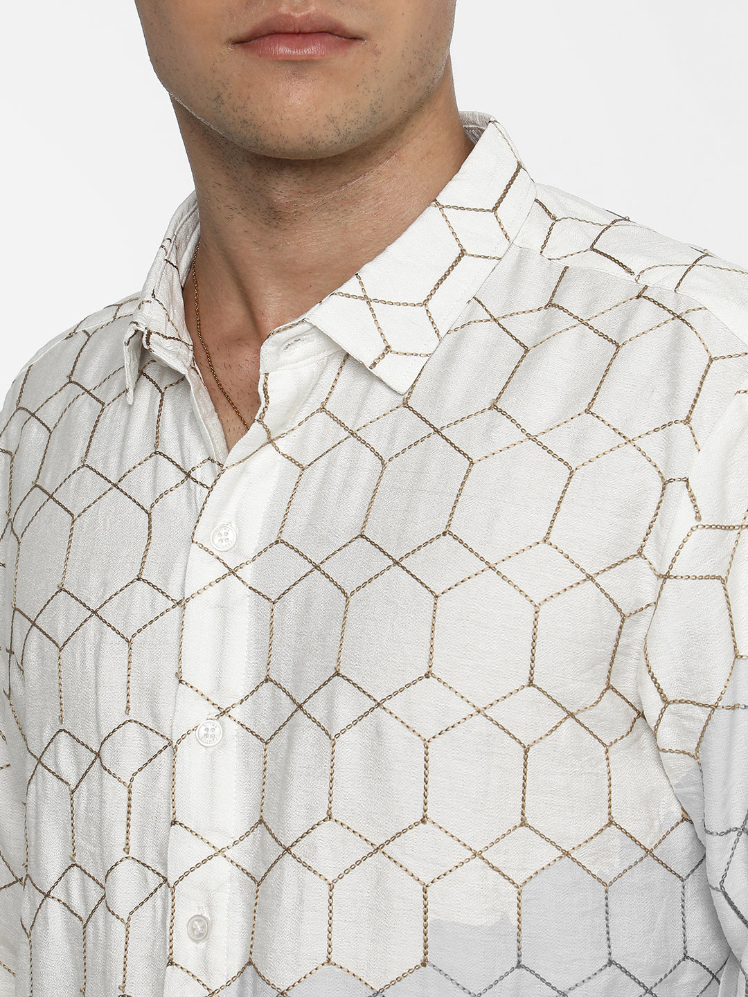 Hexagon-Lined Shirt