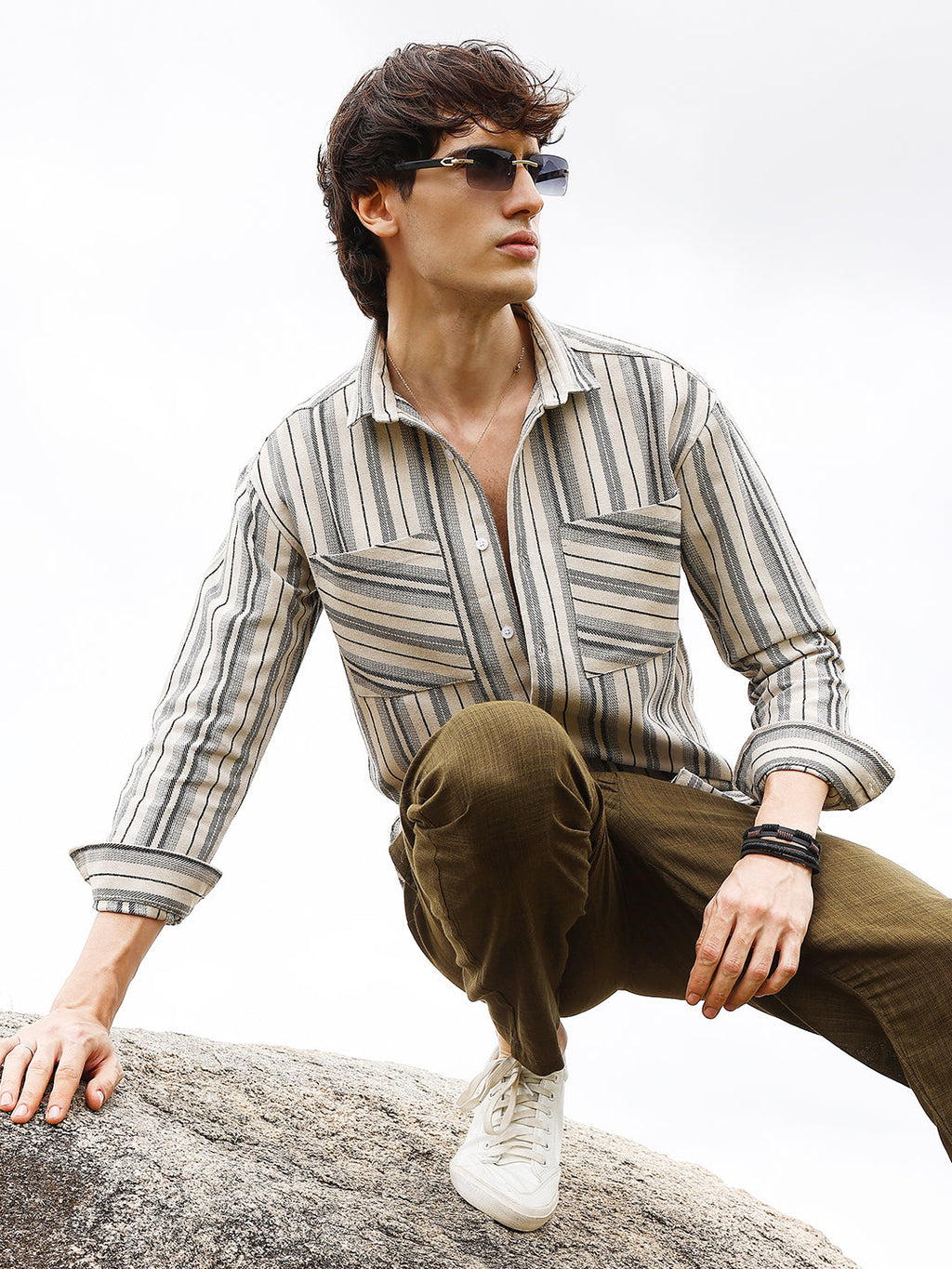 Multitrack Striped Oversized Shirt