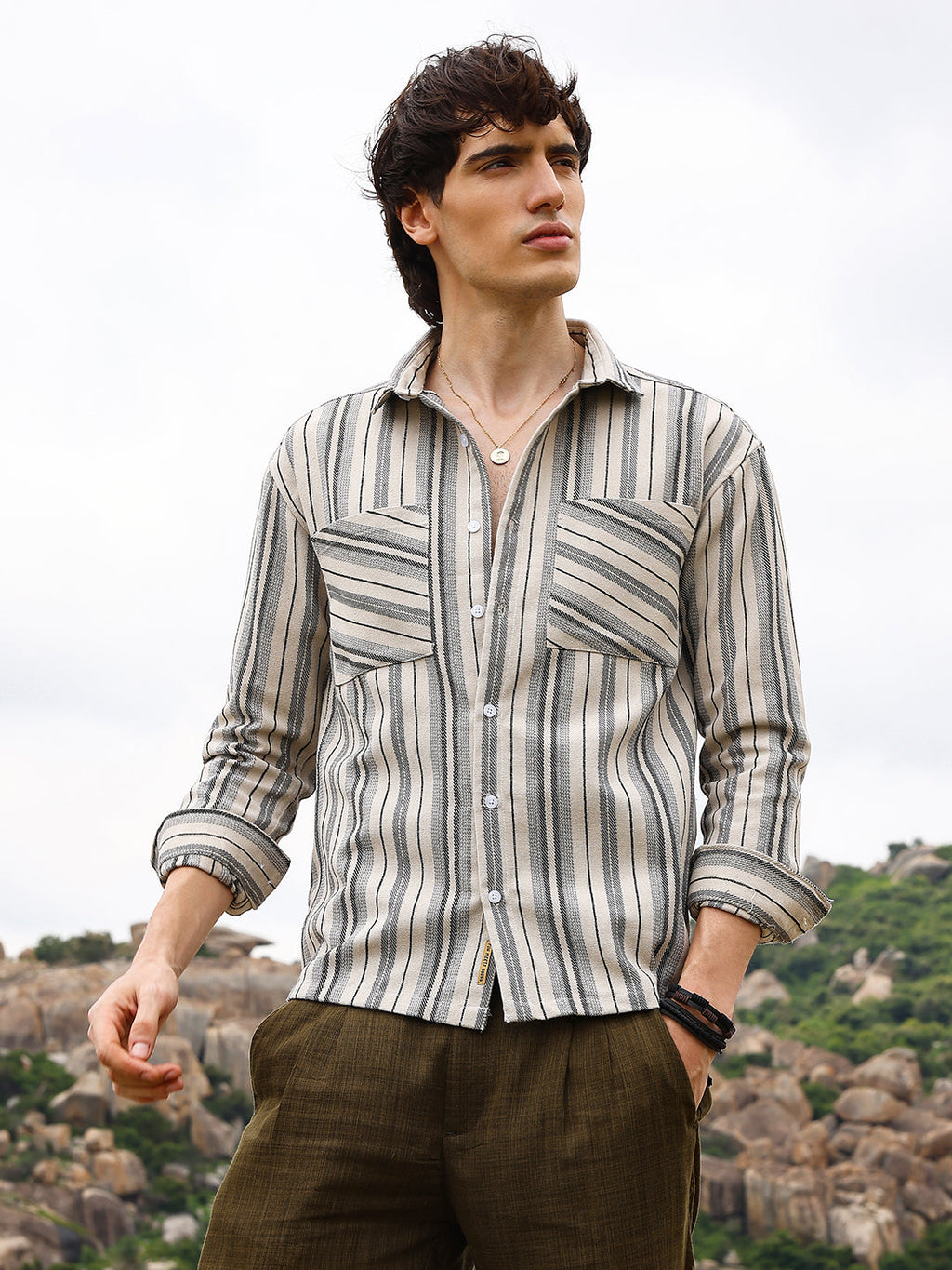 Multitrack Striped Oversized Shirt