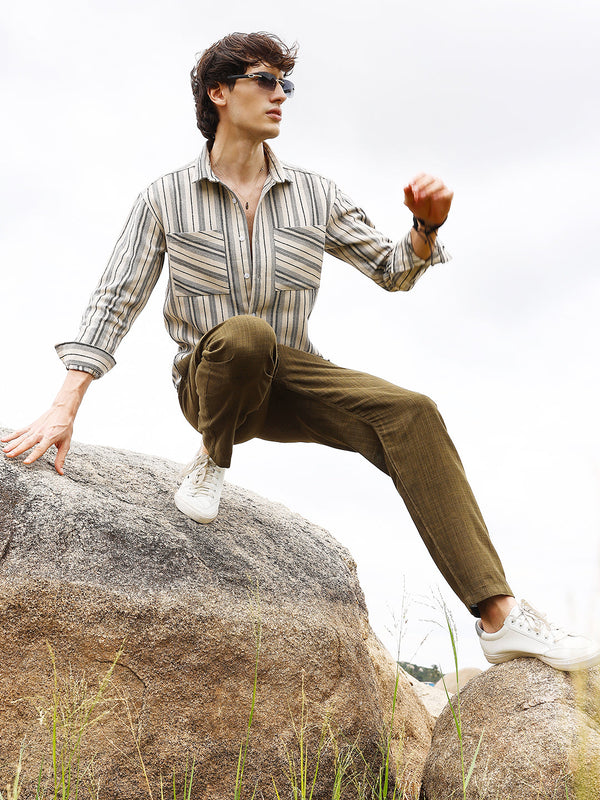Multitrack Striped Oversized Shirt