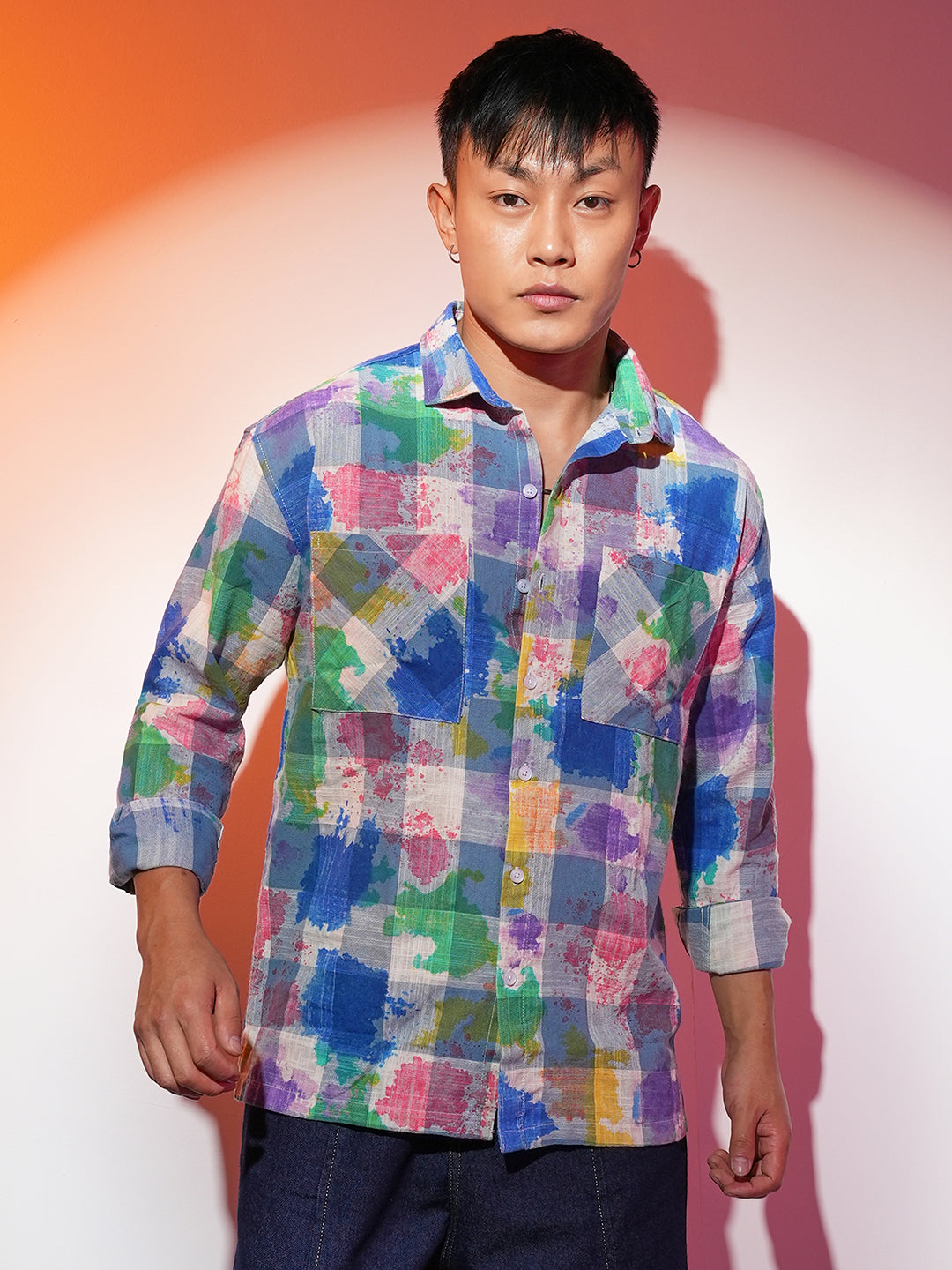 Splash Check Oversized Shirt