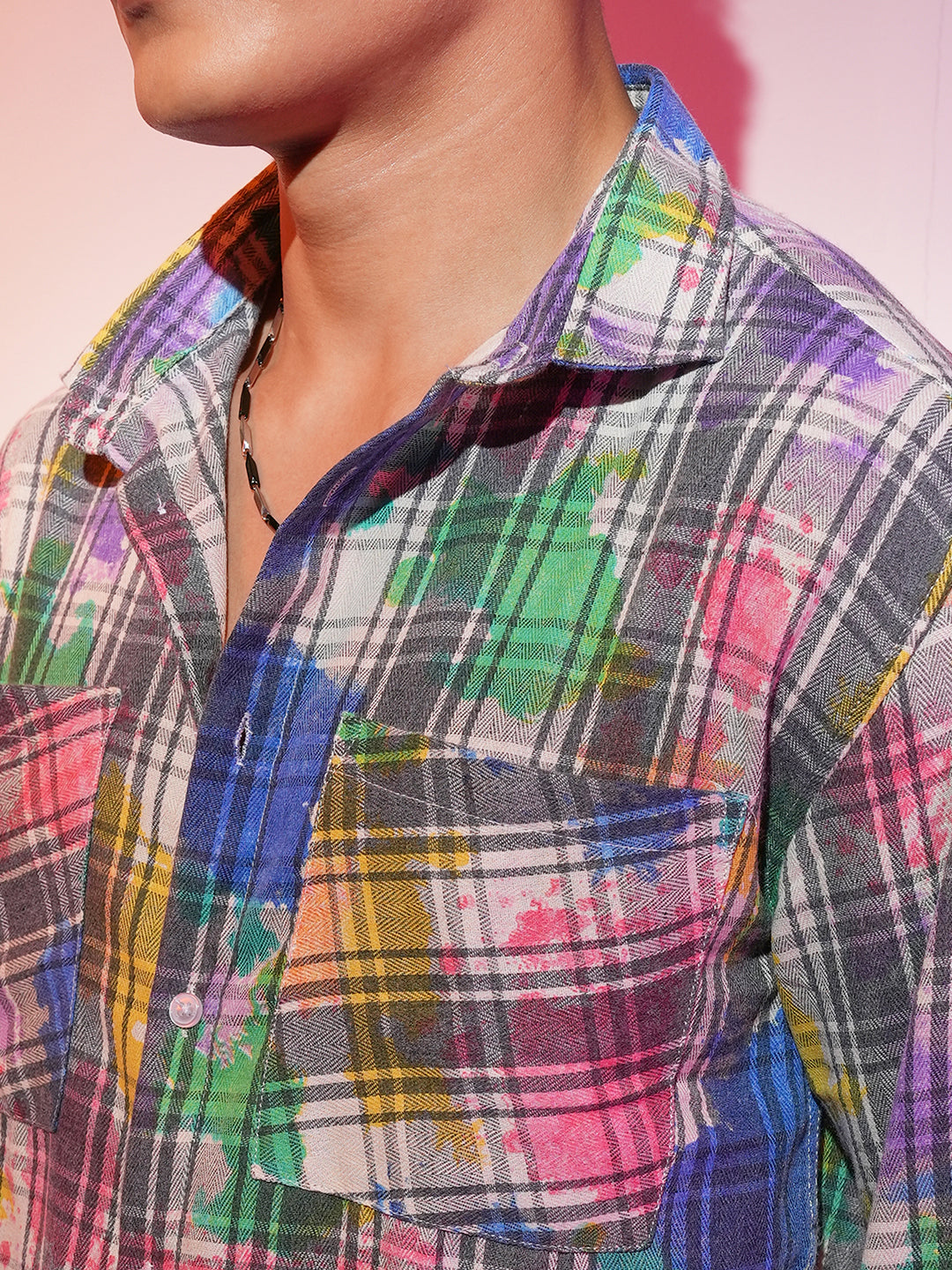 Splash Plaid Oversized Shirt