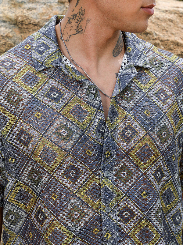 Geometric Block Oversized Shirt