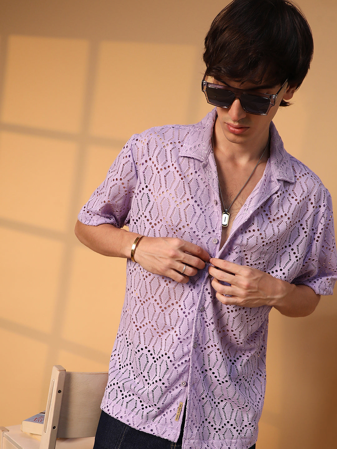 Boho Knit Oversized Shirt L