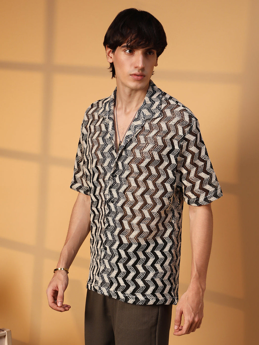 Chevron Knit Oversized Shirt