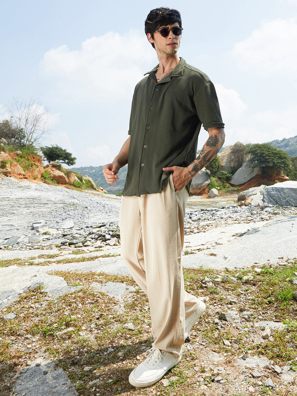 Rope-Textured Oversized Shirt