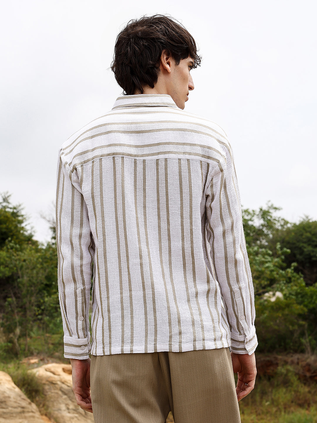 Utility Halo-Stripe Oversized Shirt