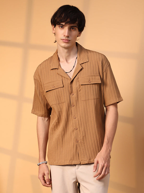 Tactile-Lined Oversized Shirt