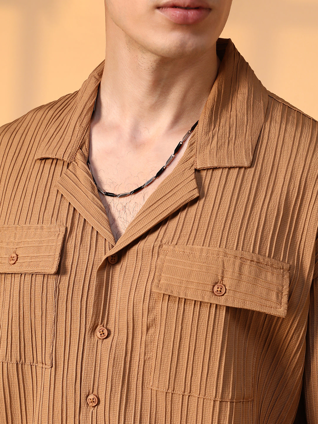 Tactile-Lined Oversized Shirt