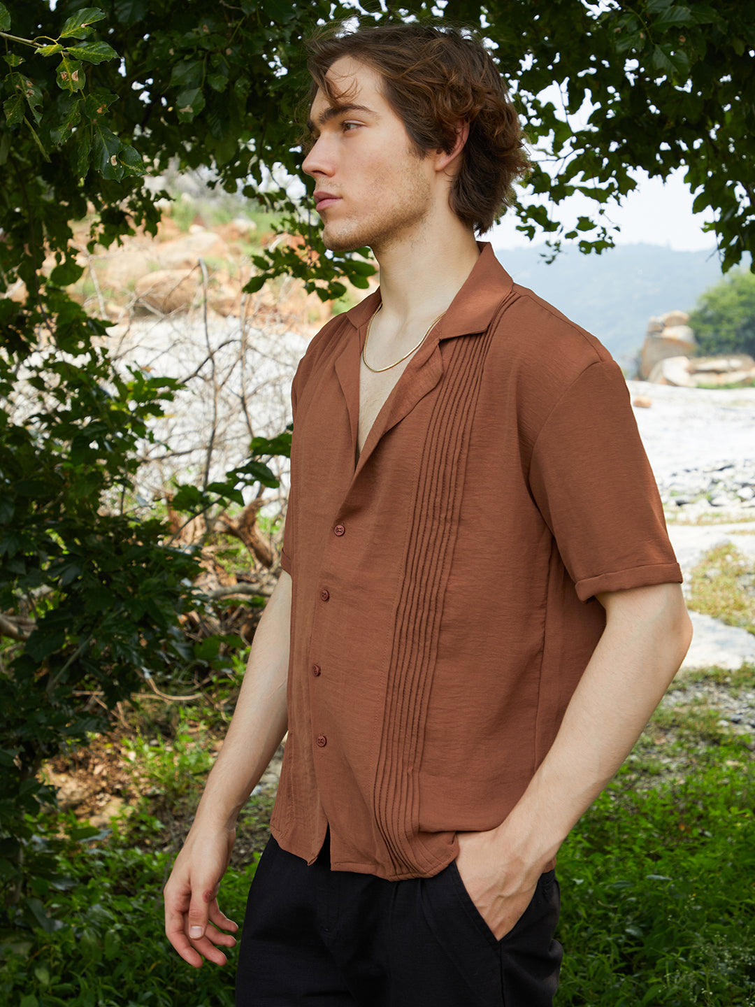 Panel-Pleat Oversized Shirt