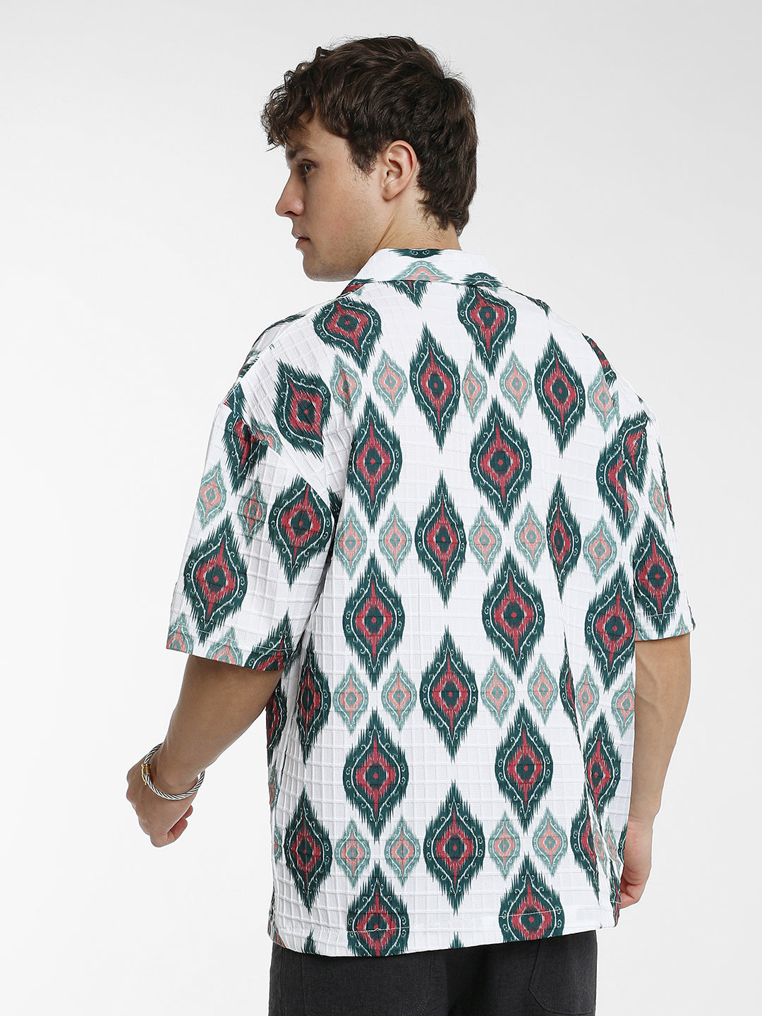 Ikkat Motif Oversized Shirt