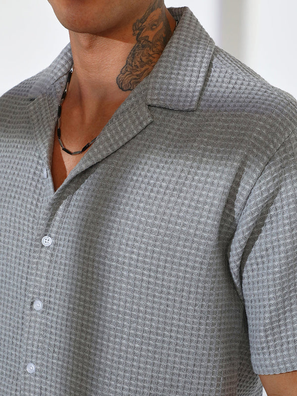 Waffle-Knit Oversized Shirt