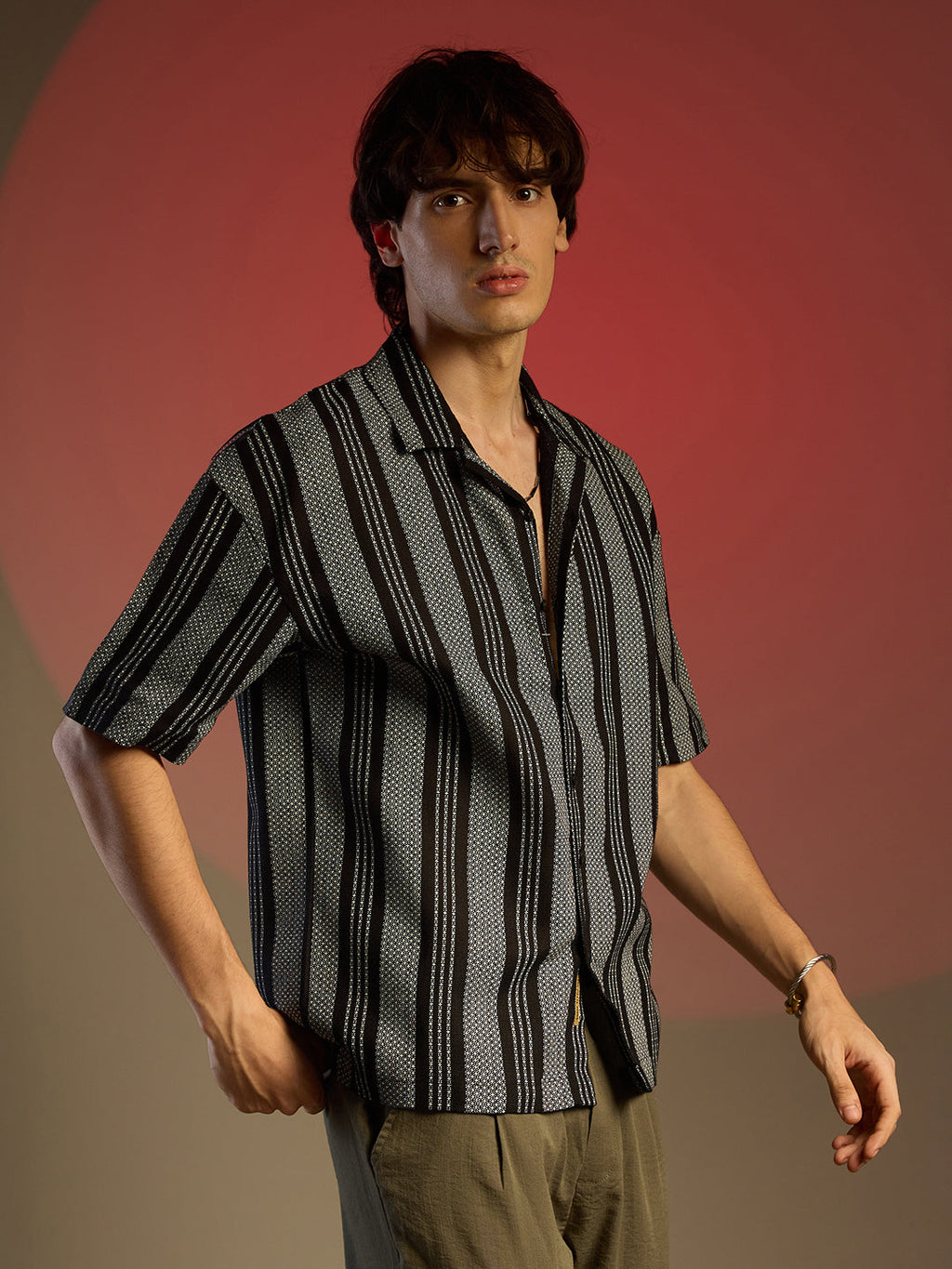 Woven Striped Oversized Shirt