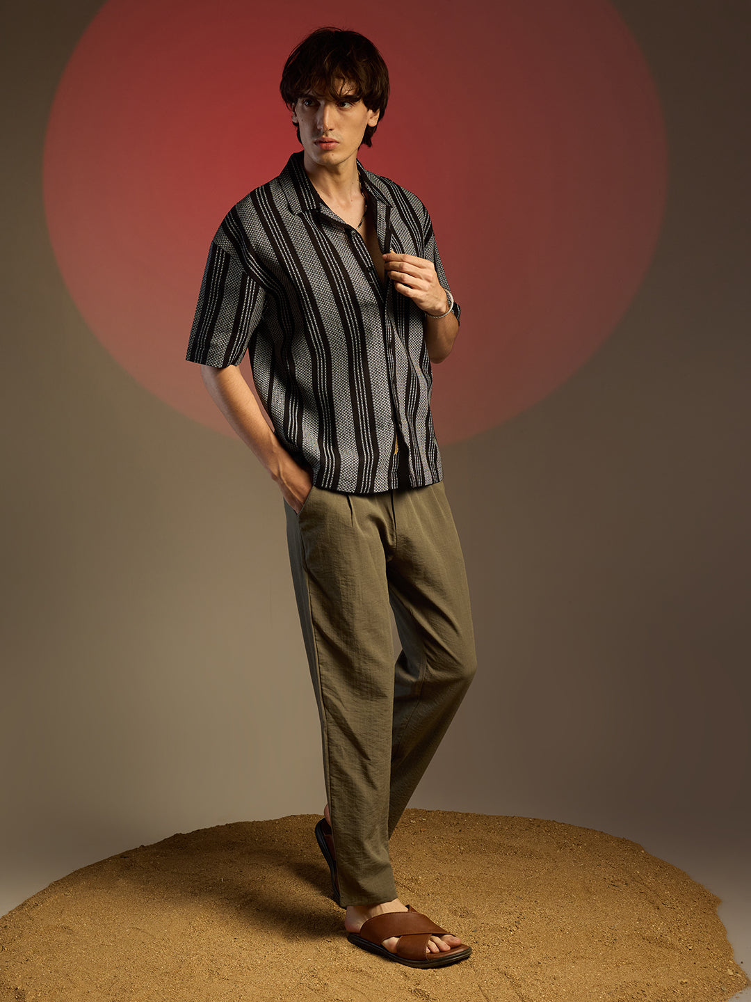 Woven Striped Oversized Shirt