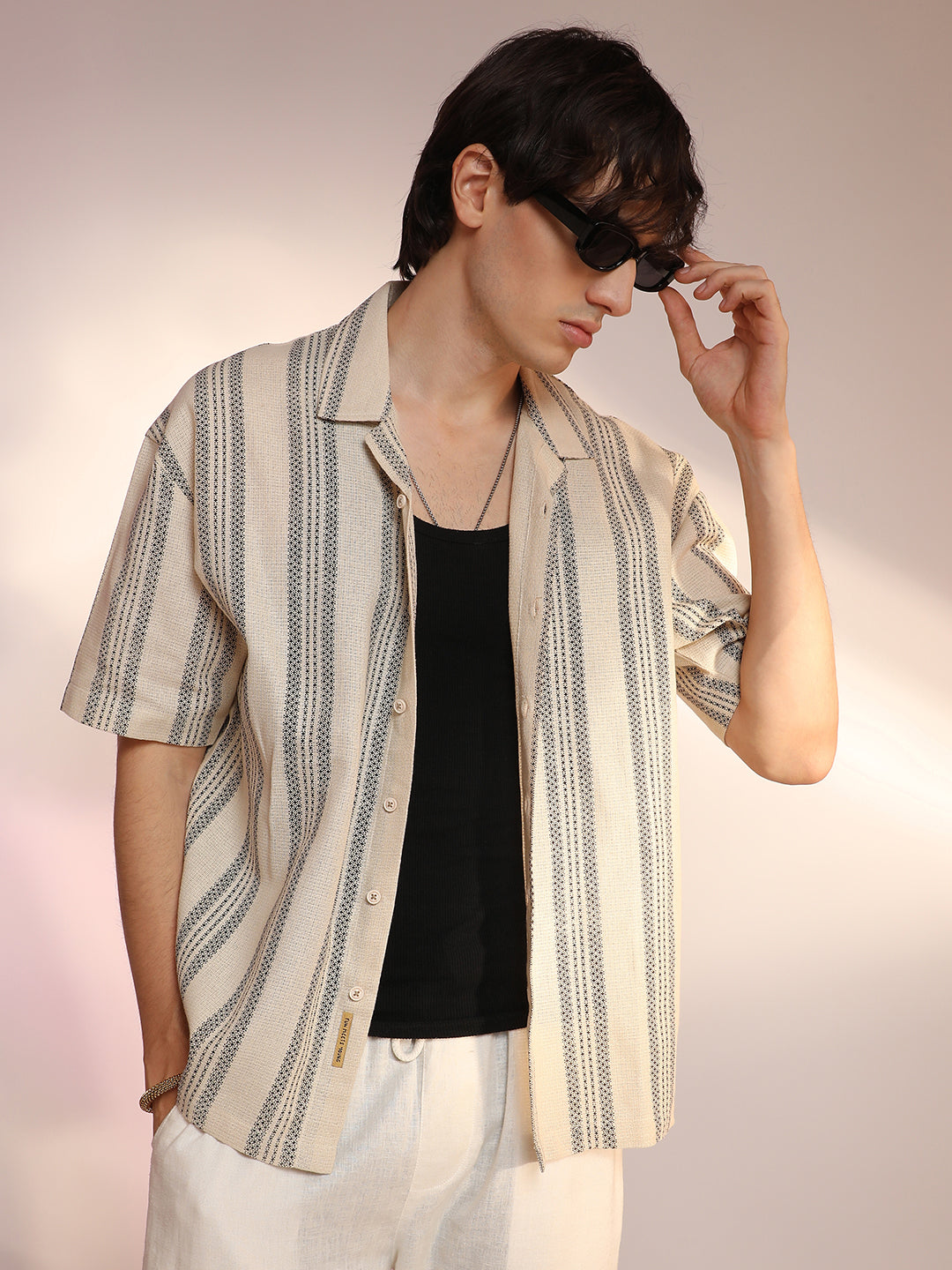 Woven Striped Oversized Shirt