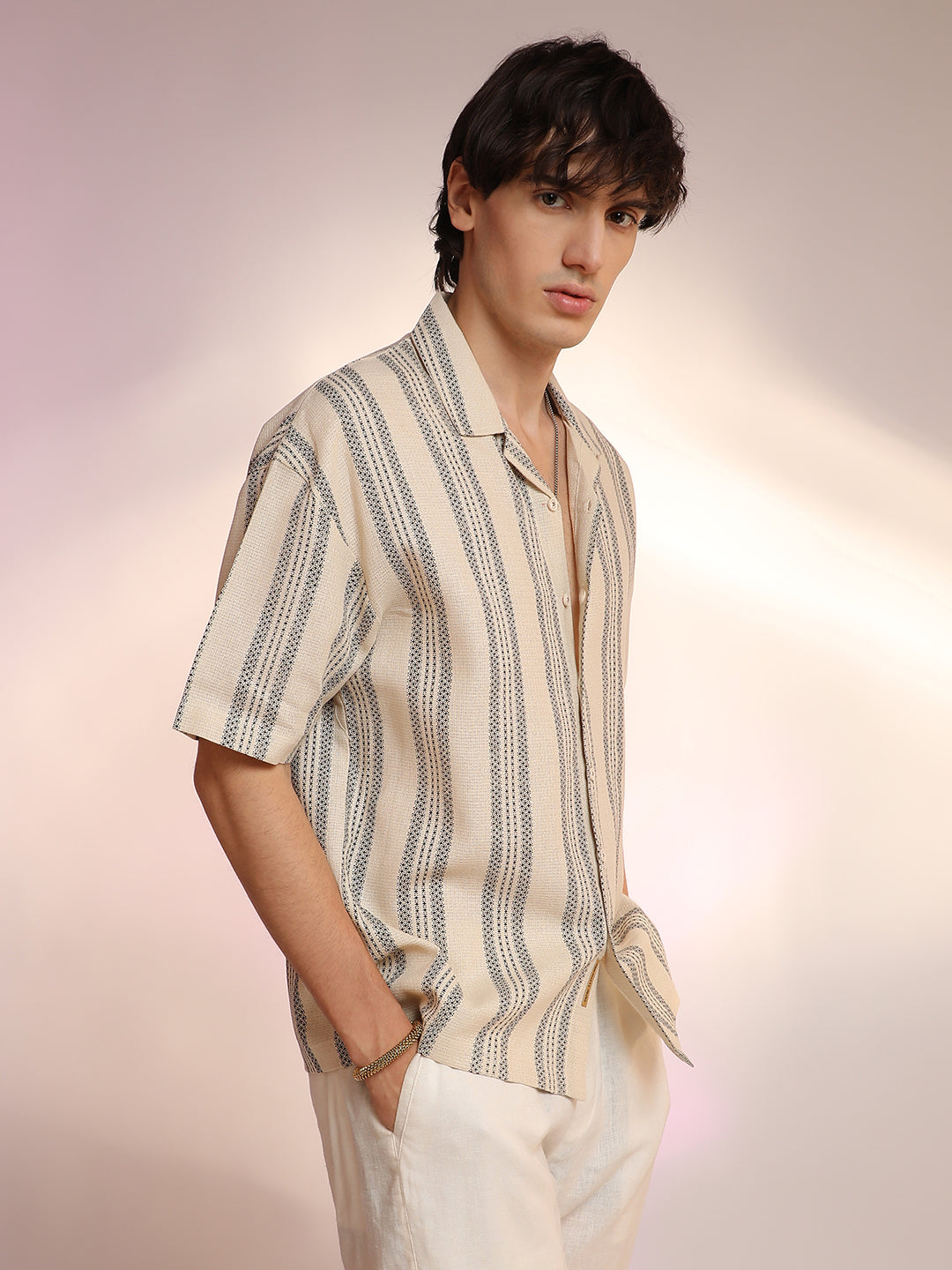 Woven Striped Oversized Shirt