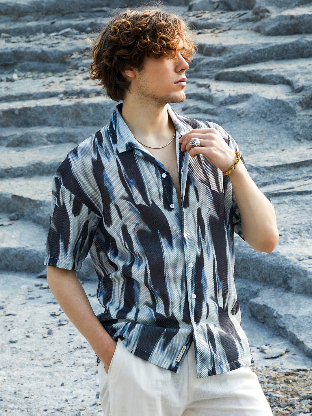 Strokes Mesh Oversized Shirt