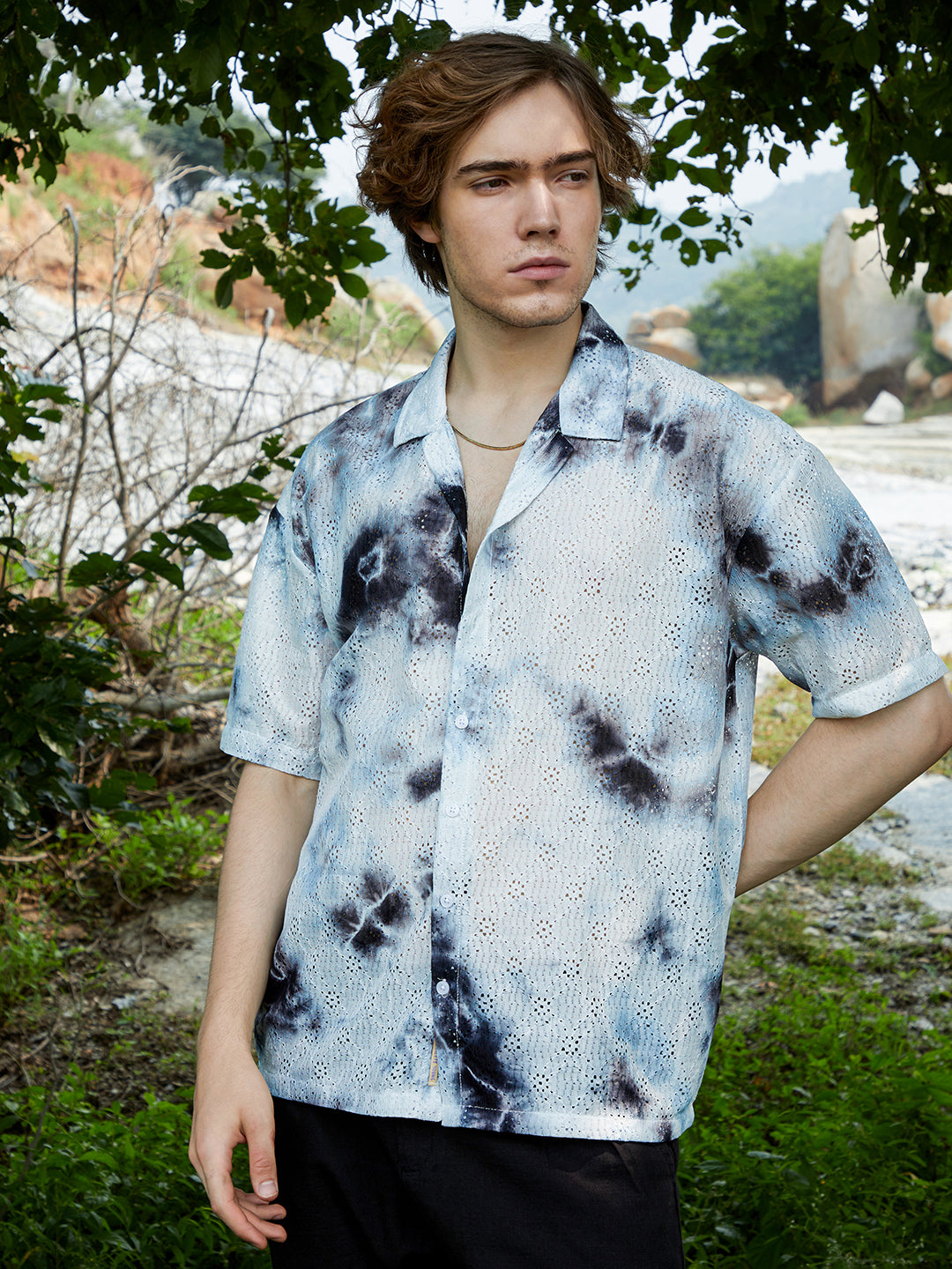 Tie-Dye Knit Oversized Shirt