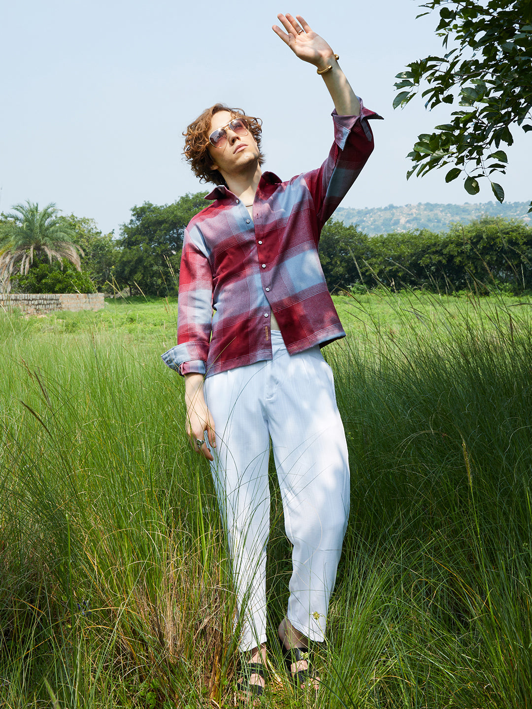 Vignette-Checkered Oversized Shirt