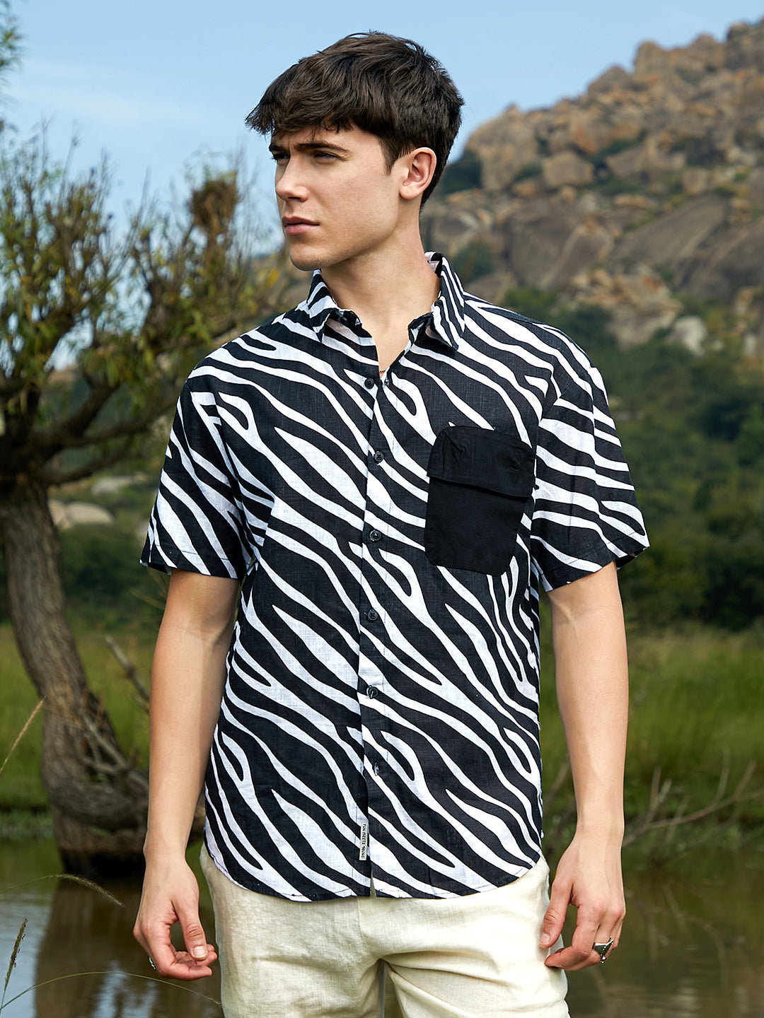 Zebra-Lined Oversized Shirt