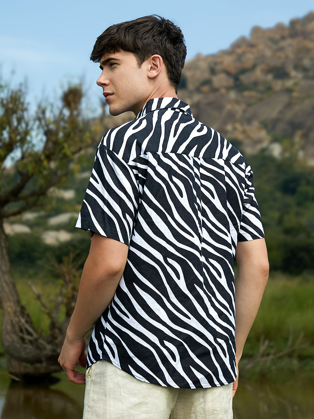 Zebra-Lined Oversized Shirt