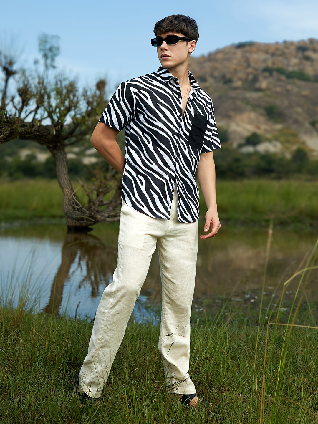 Zebra-Lined Oversized Shirt