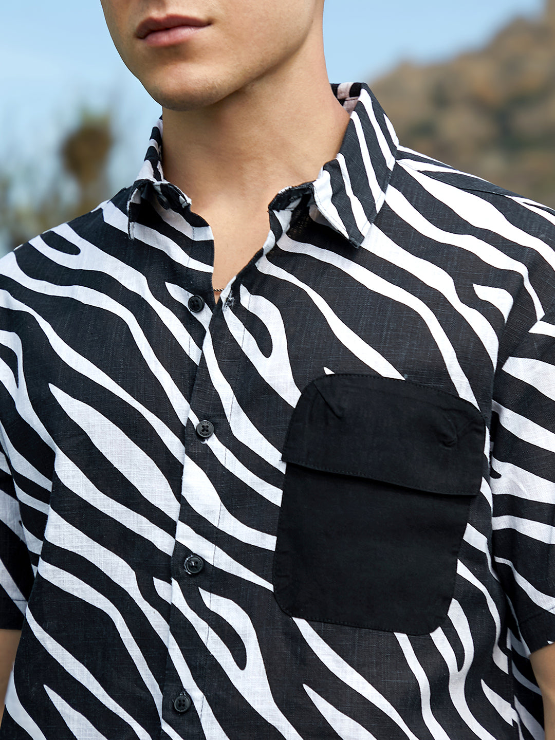 Zebra-Lined Oversized Shirt