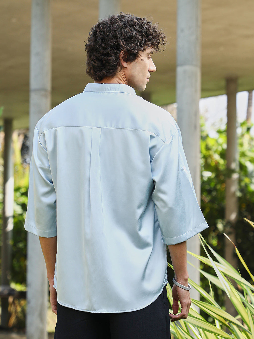 Satin-Utility Oversized Shirt