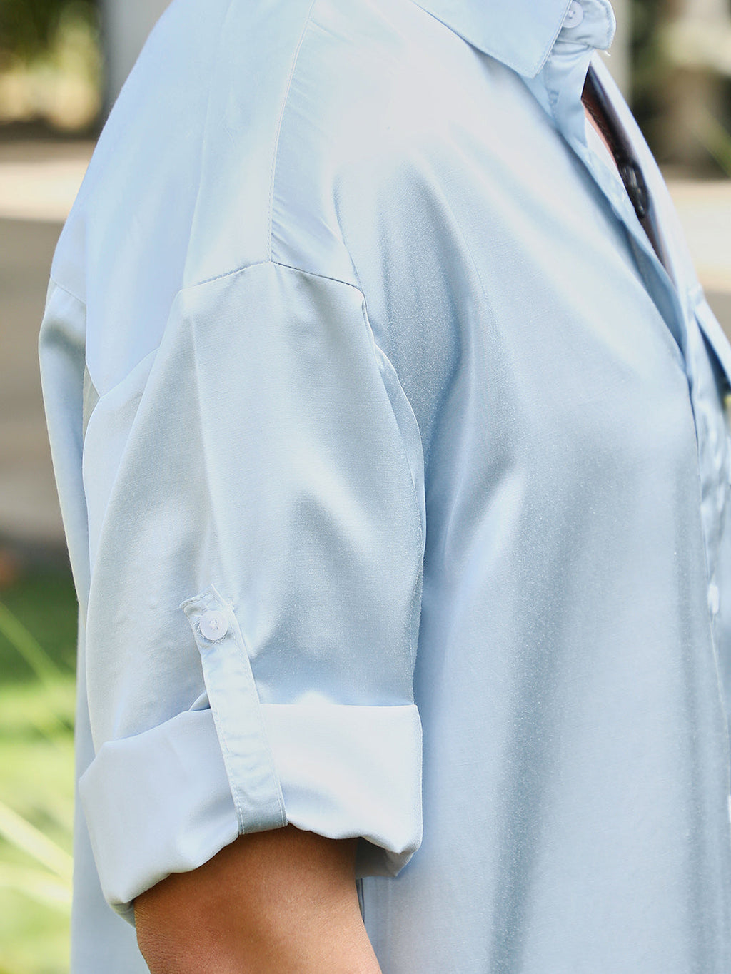 Satin-Utility Oversized Shirt