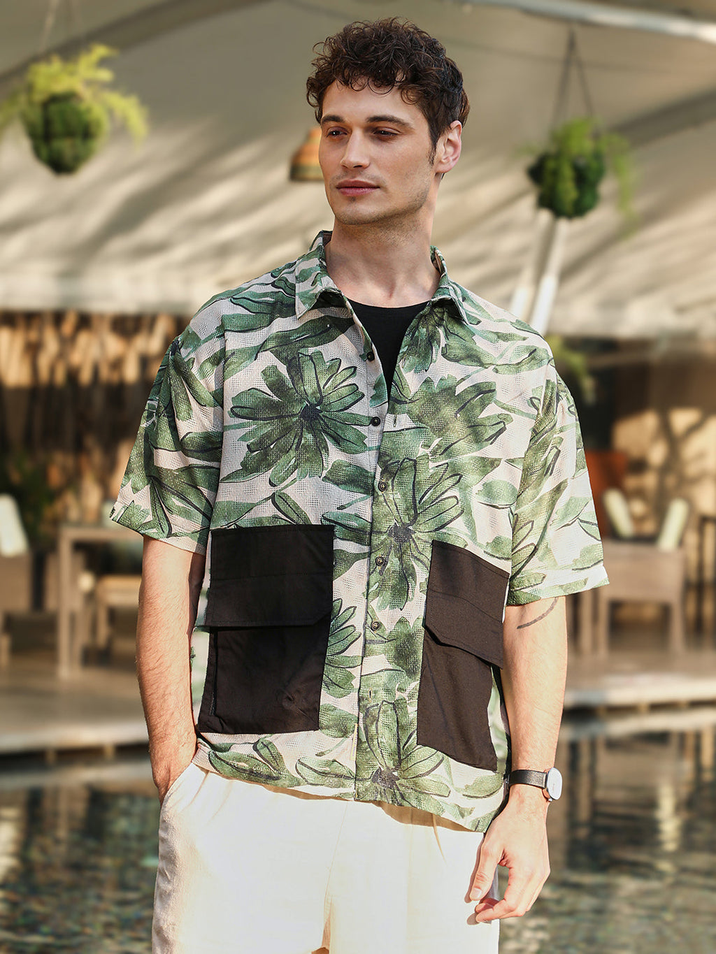 Flora-Stroke Oversized Shirt