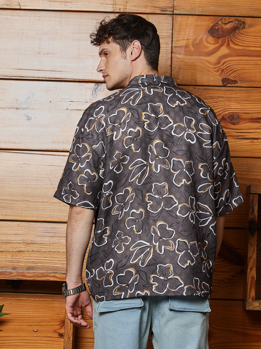 Flora-Imprint Oversized Shirt