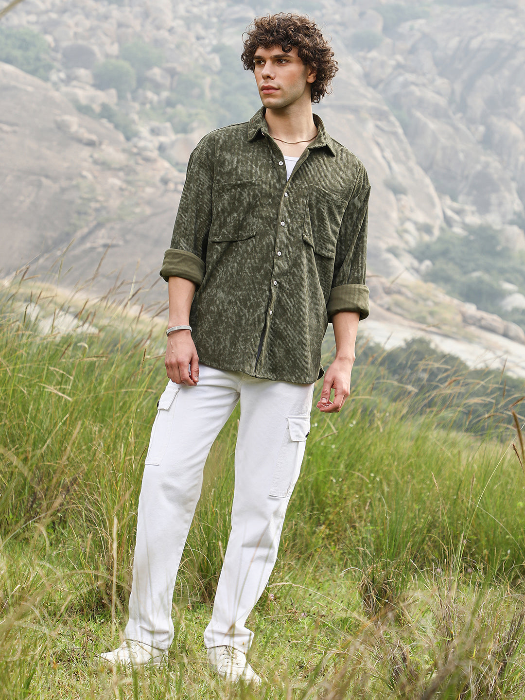 Faded Corduroy Oversized Shirt