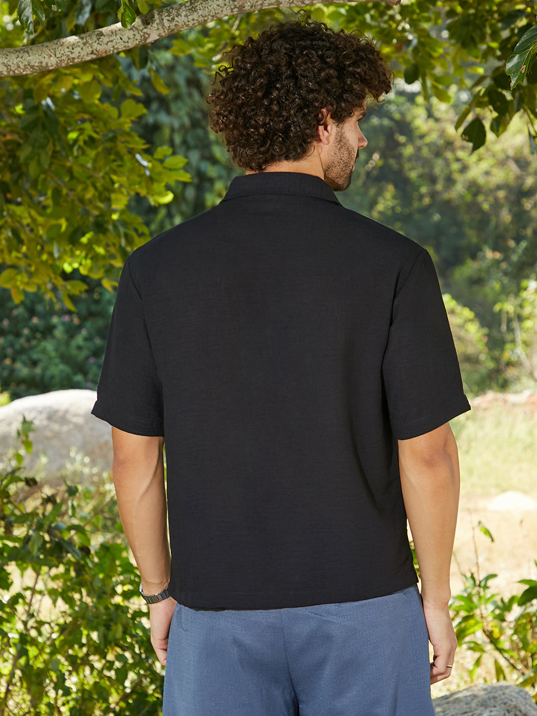 トップス shirt ₹999 | Campus Sutra men's Onyx Black Breezy Oversized Shirt