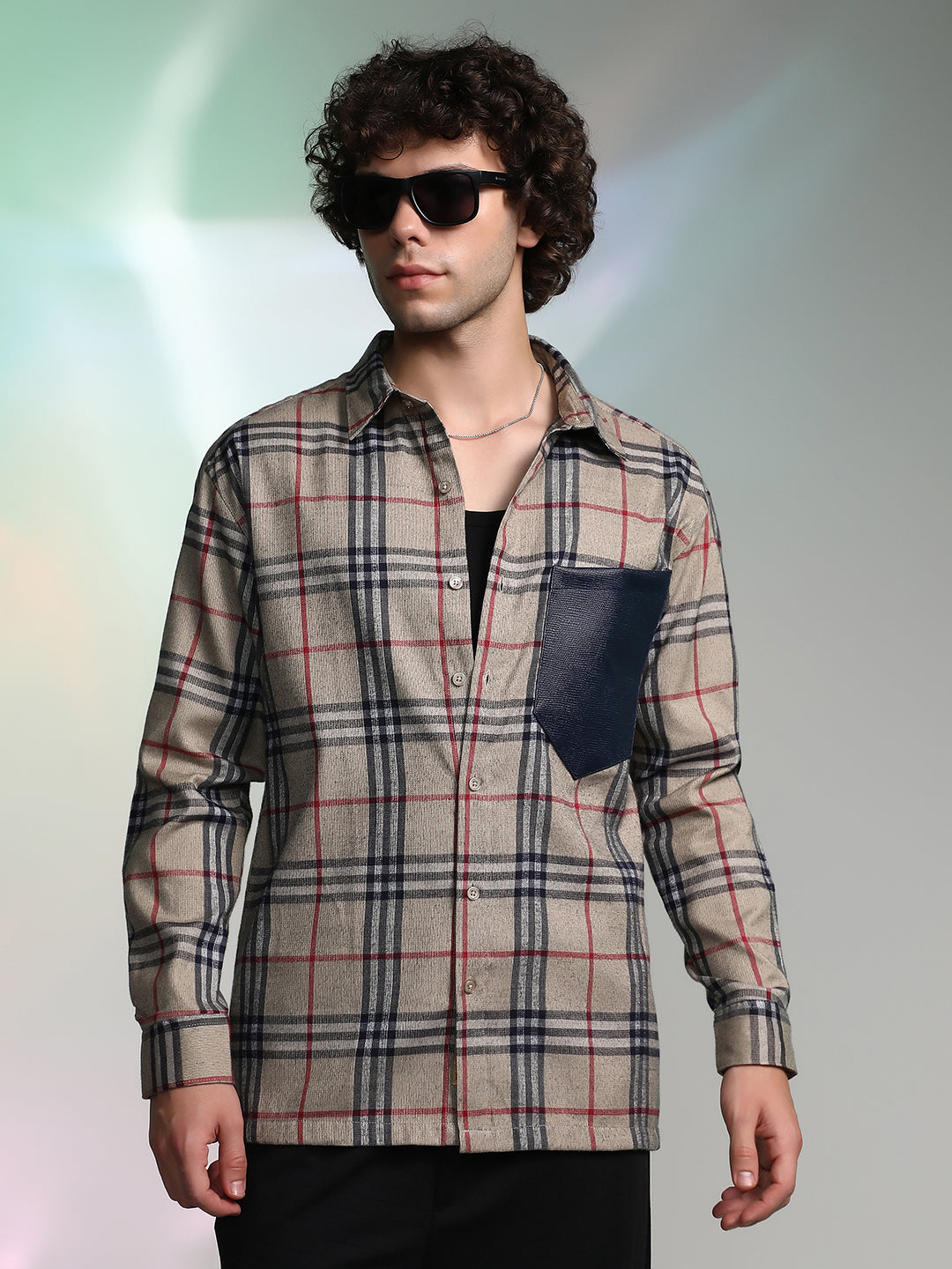 Plaid-Block Oversized Shirt