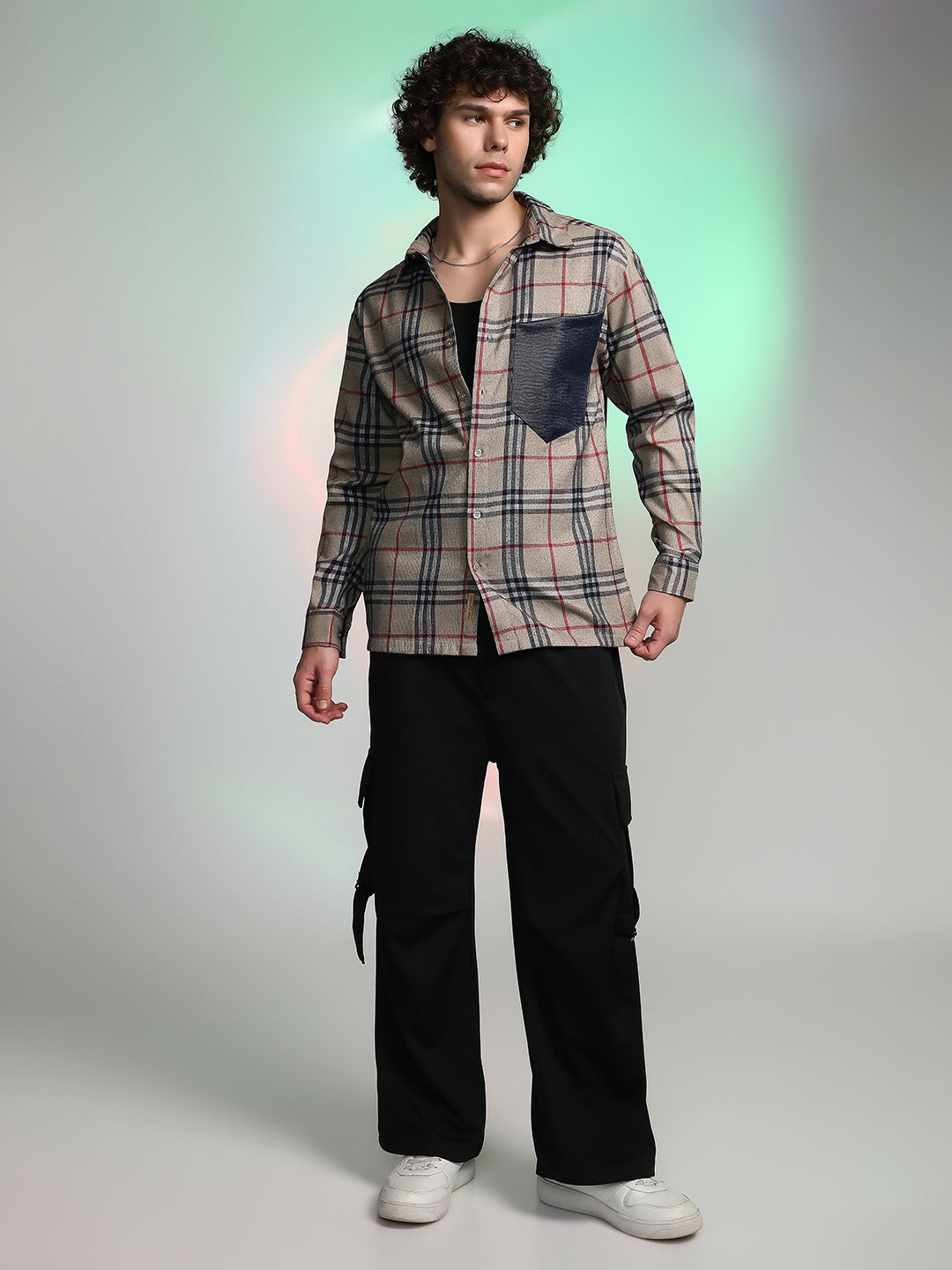 Plaid-Block Oversized Shirt