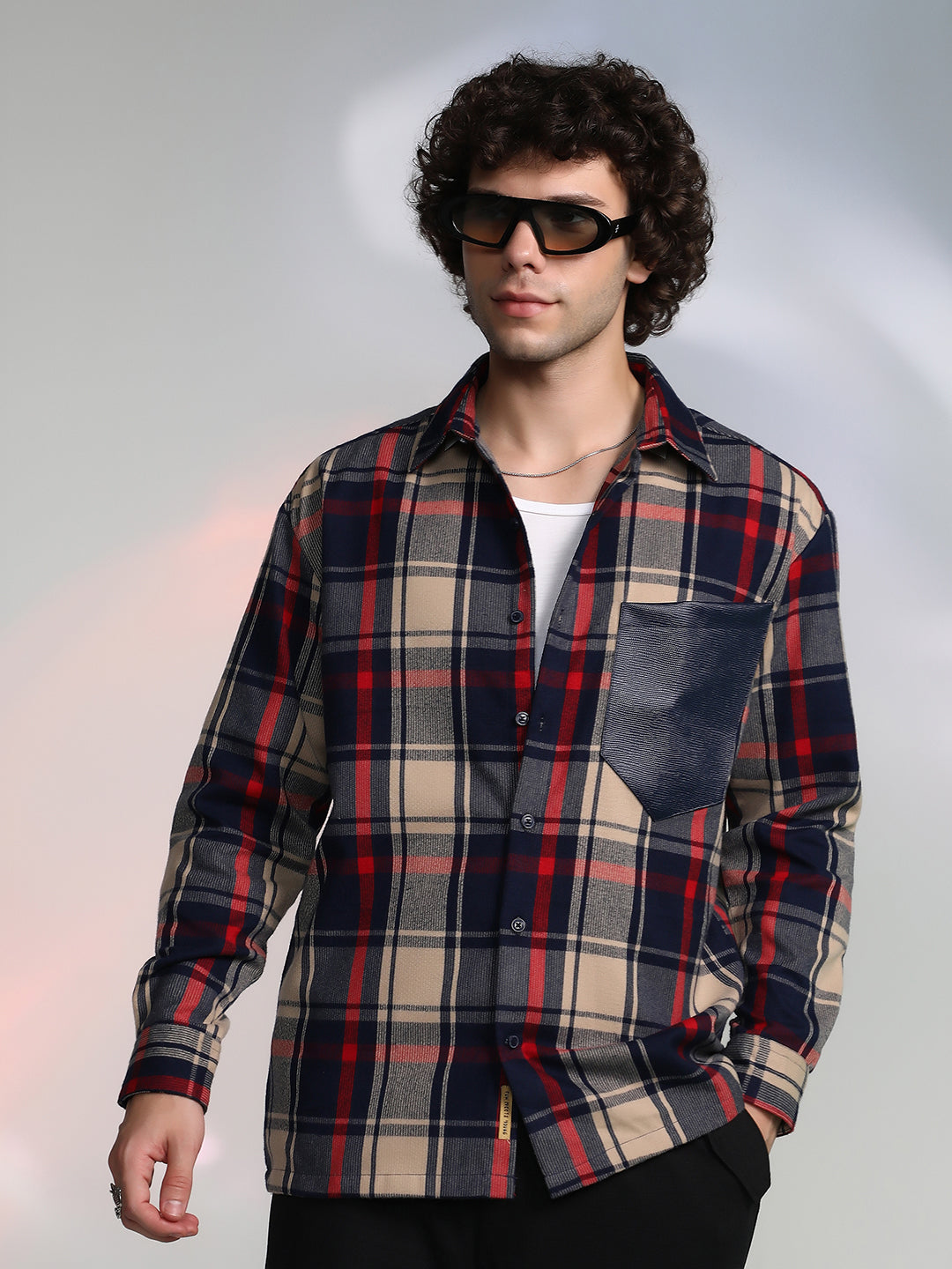 Plaid-Block Oversized Shirt