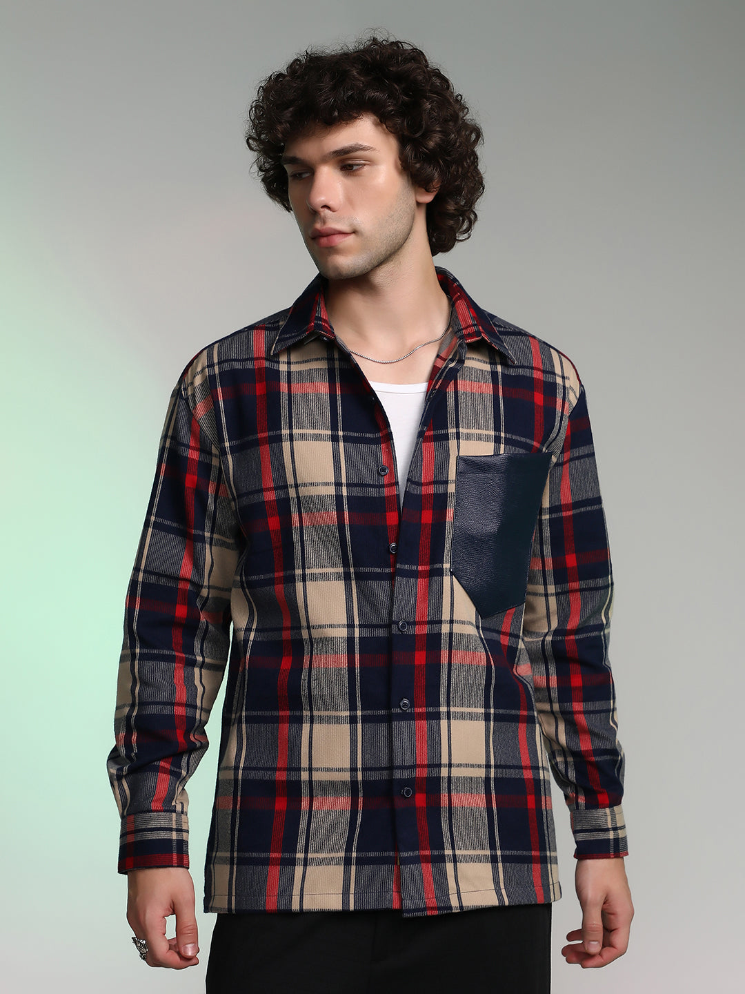 Plaid-Block Oversized Shirt